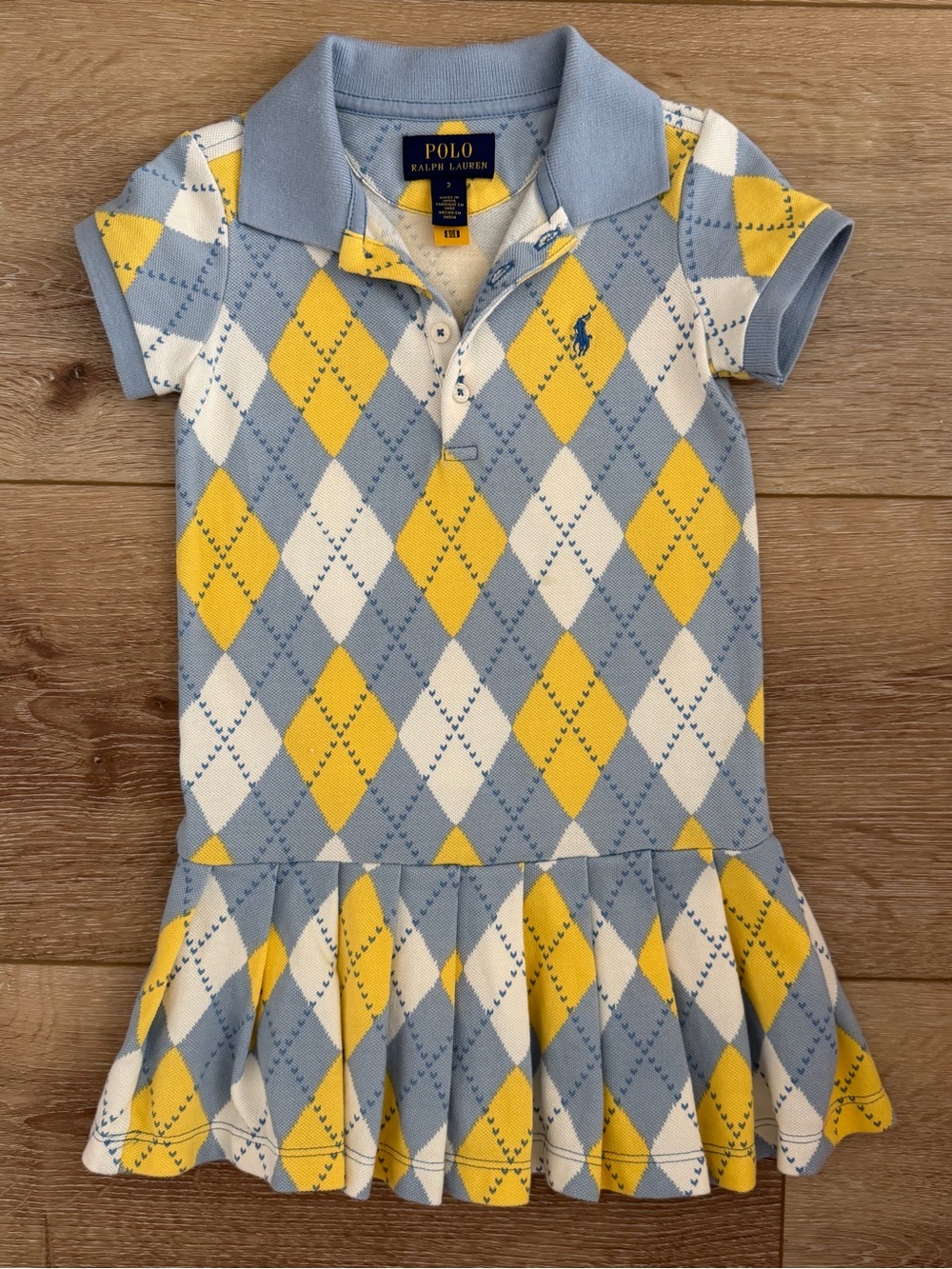 Polo by Ralph Lauren Blue, Yellow & White Argyle Polo Dress